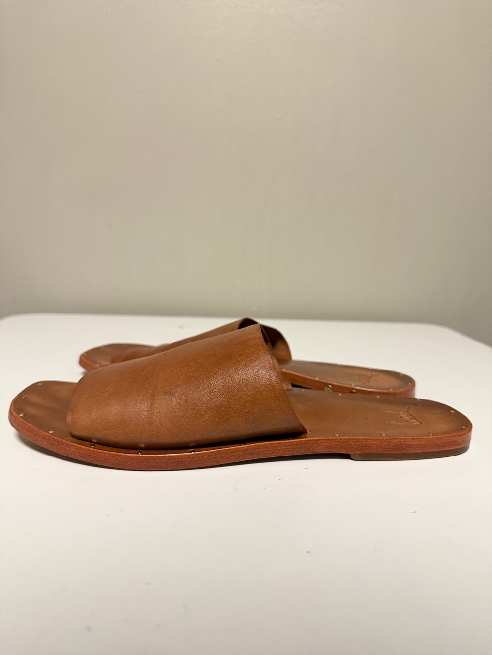 BEEK Block Heel Sandal Slide Honey Leather Women’s US 8